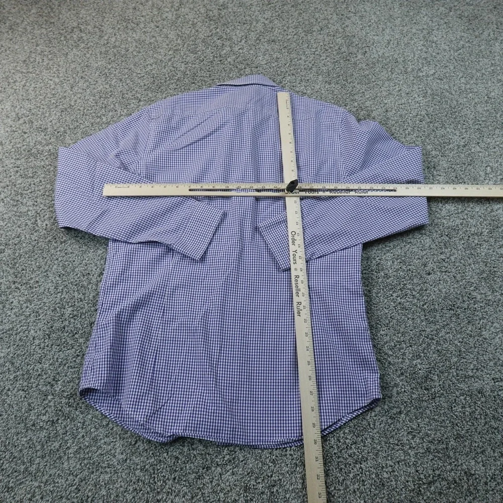 Banana Republic Shirt Mens L 16.5 35 Purple Gingham Slim Fit Button Up Dress Top